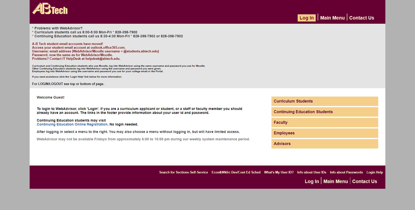 Screenshot of ABTech WebAdvisor CSS Overrides