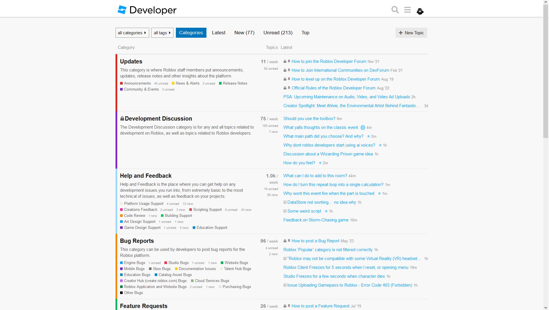 Screenshot of Old DevForum theme