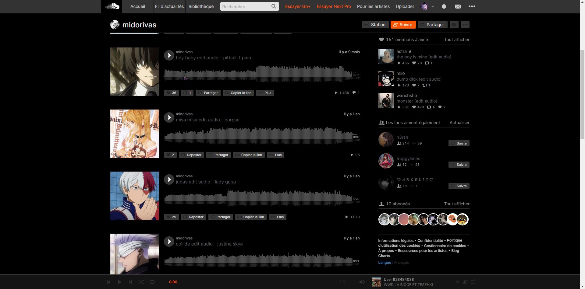 Screenshot of soundcloud dark mode