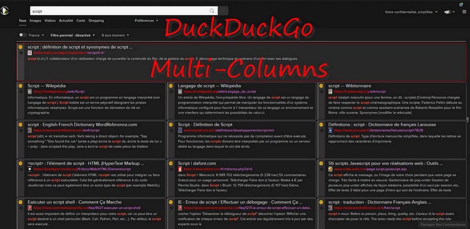 DuckDuckGo - Multi-Columns v.34 screenshot