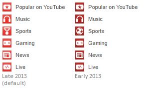 Screenshot of YouTube V3 2013 Guide Icons