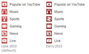 Screenshot of YouTube V3 2013 Guide Icons