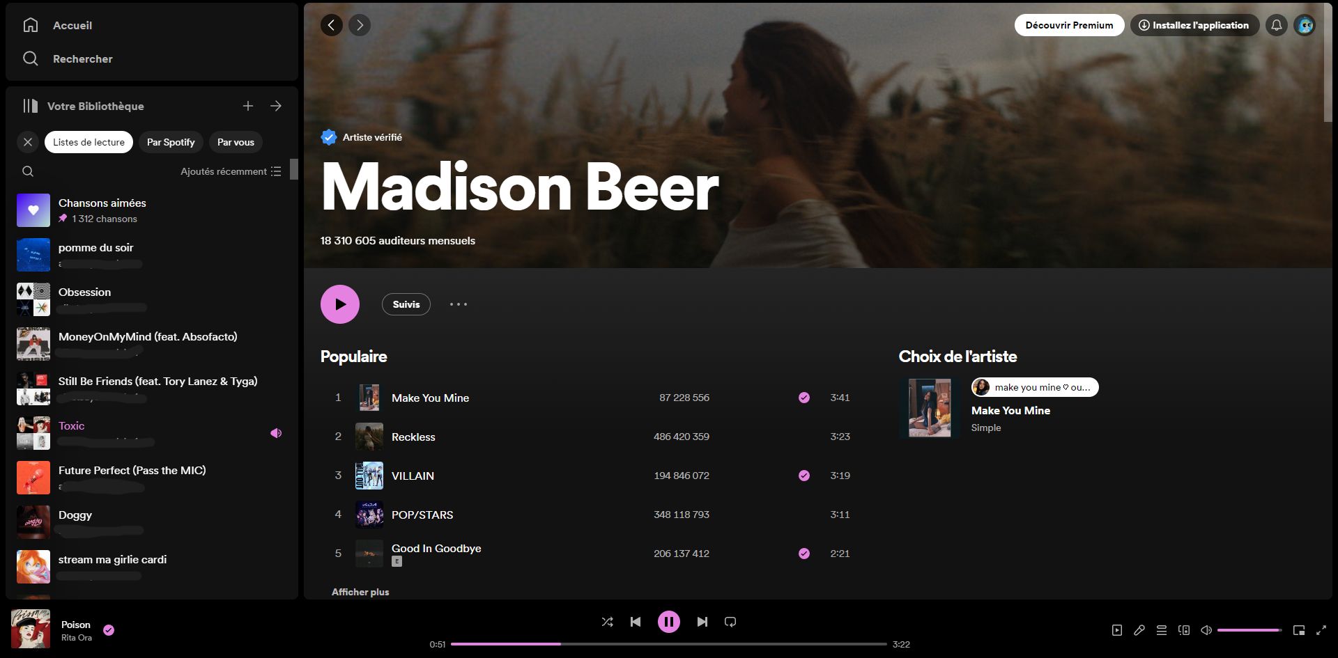 Screenshot of spotify purple