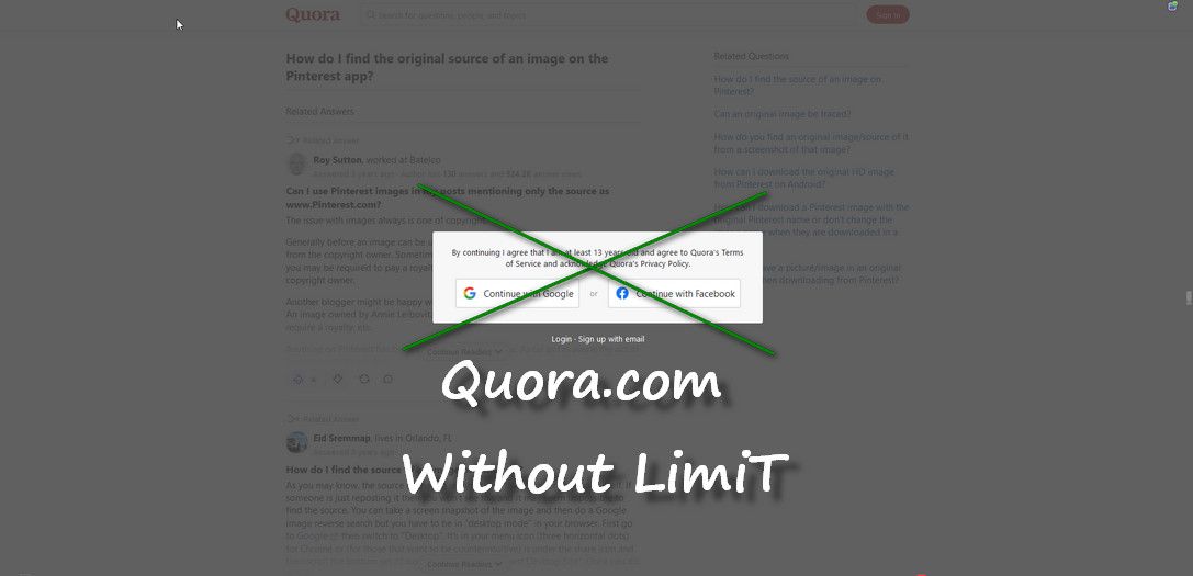 Screenshot of Quora.com Without Limit v.5