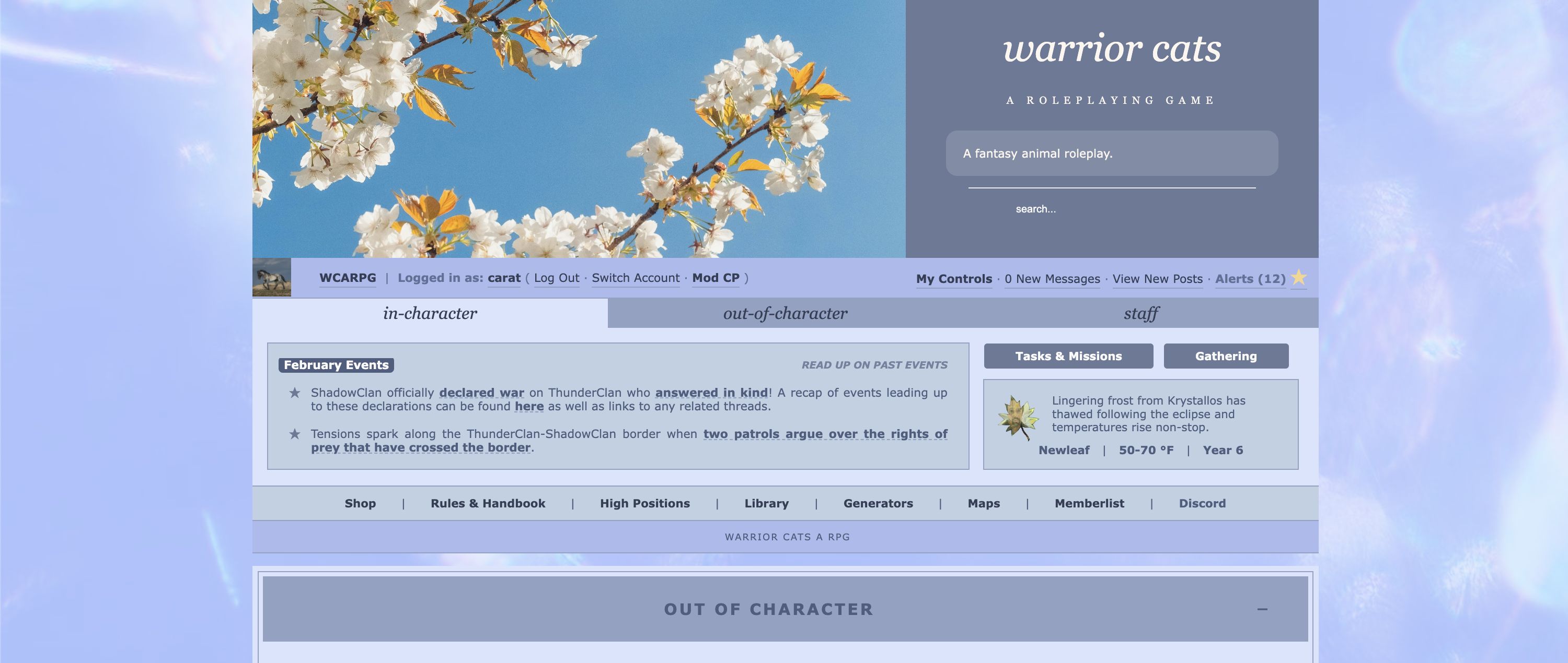 Screenshot of May Flowers for WCARPG