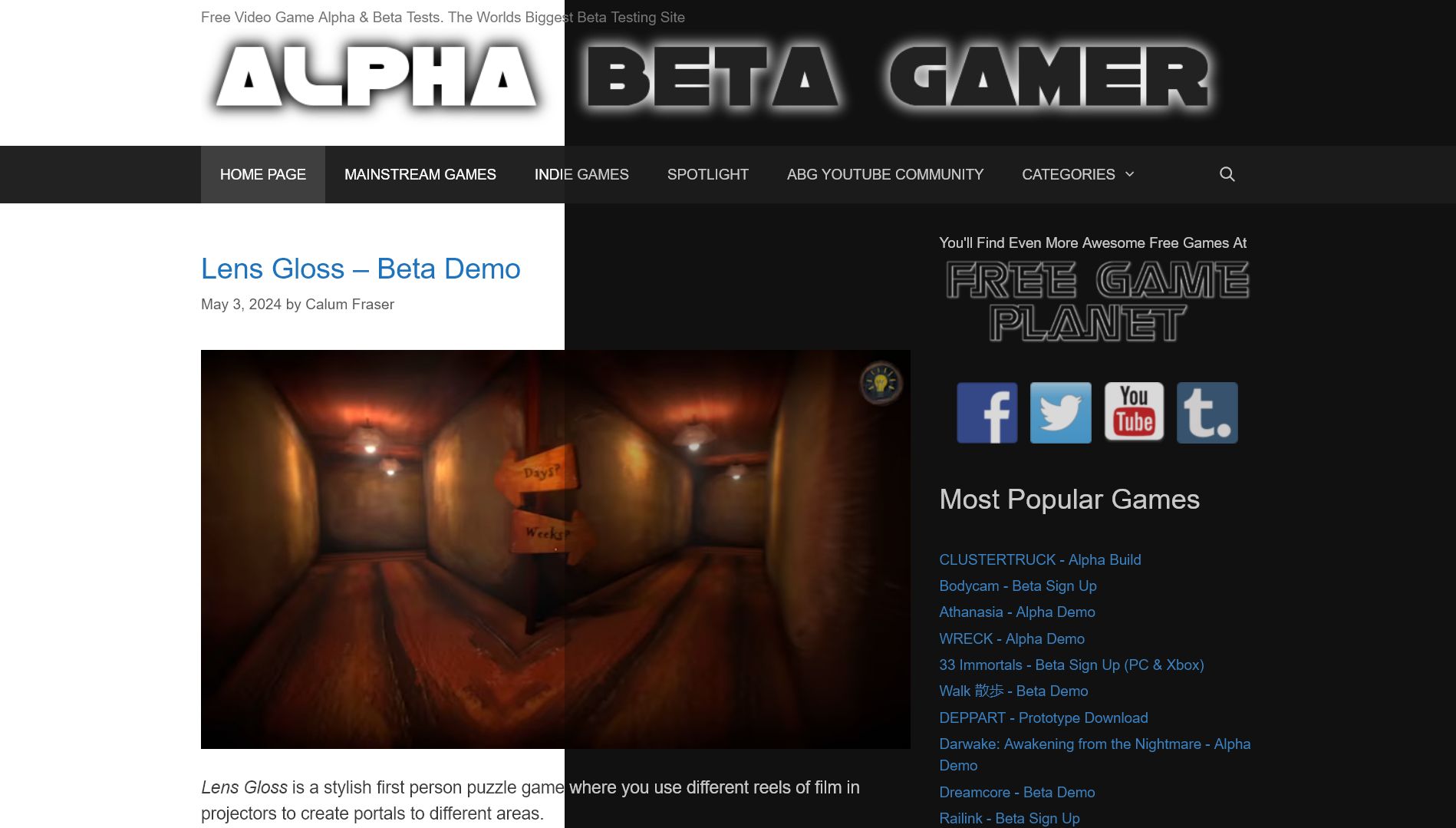 Screenshot of Dark theme for AlphaBetaGamer.com