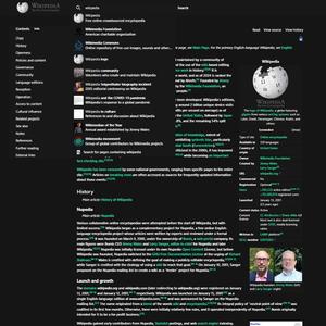 Screenshot of Wikipedia Dark Mode