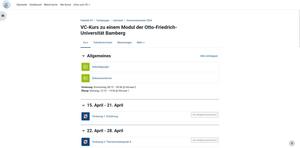 Screenshot of Uni Bamberg's Virtual Campus – Width Limitation