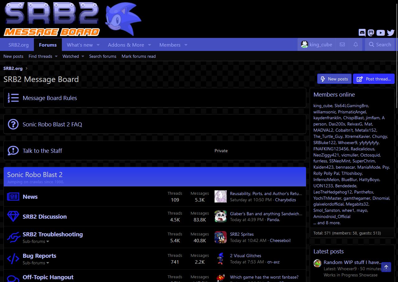 Screenshot of SRB2 Message Board Theme - Blurpifed