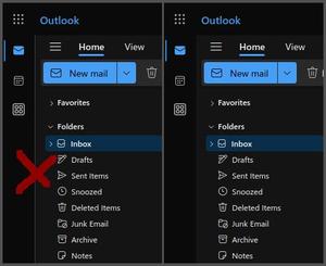 Screenshot of Remove Outlook.com side nav border