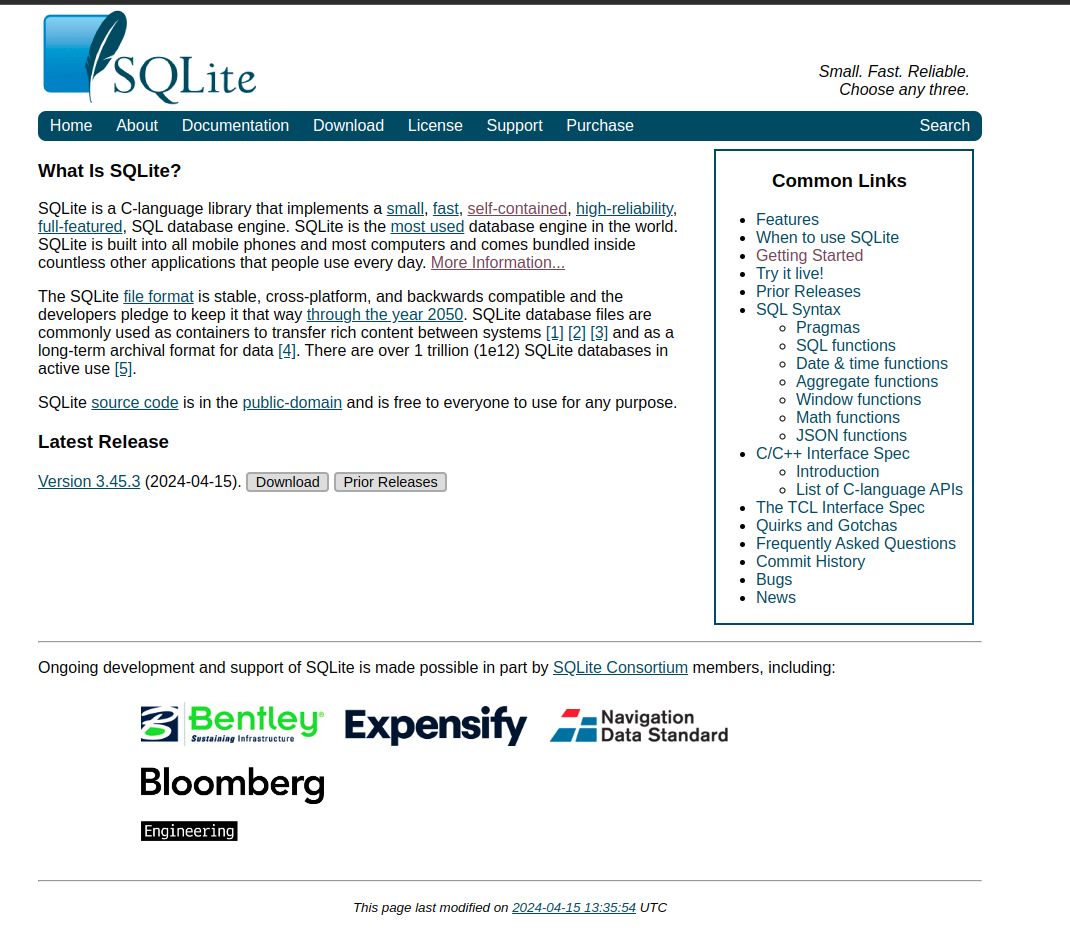 Screenshot of SQLite docs readable