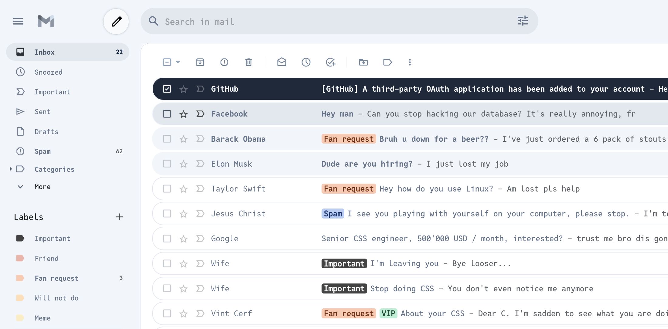 Screenshot of Gmail Mono