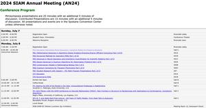 Screenshot of SIAM Meetings and Programs