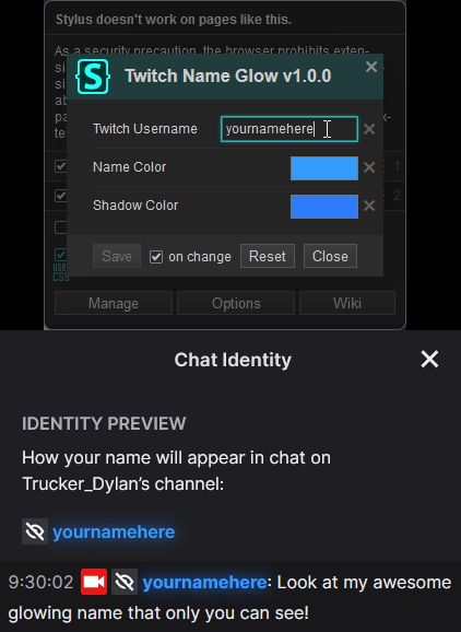 Screenshot of Twitch Name Glow