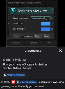 Screenshot of Twitch Name Glow
