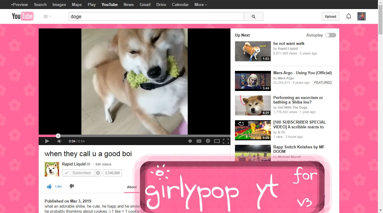 Screenshot of Girlypop YouTube