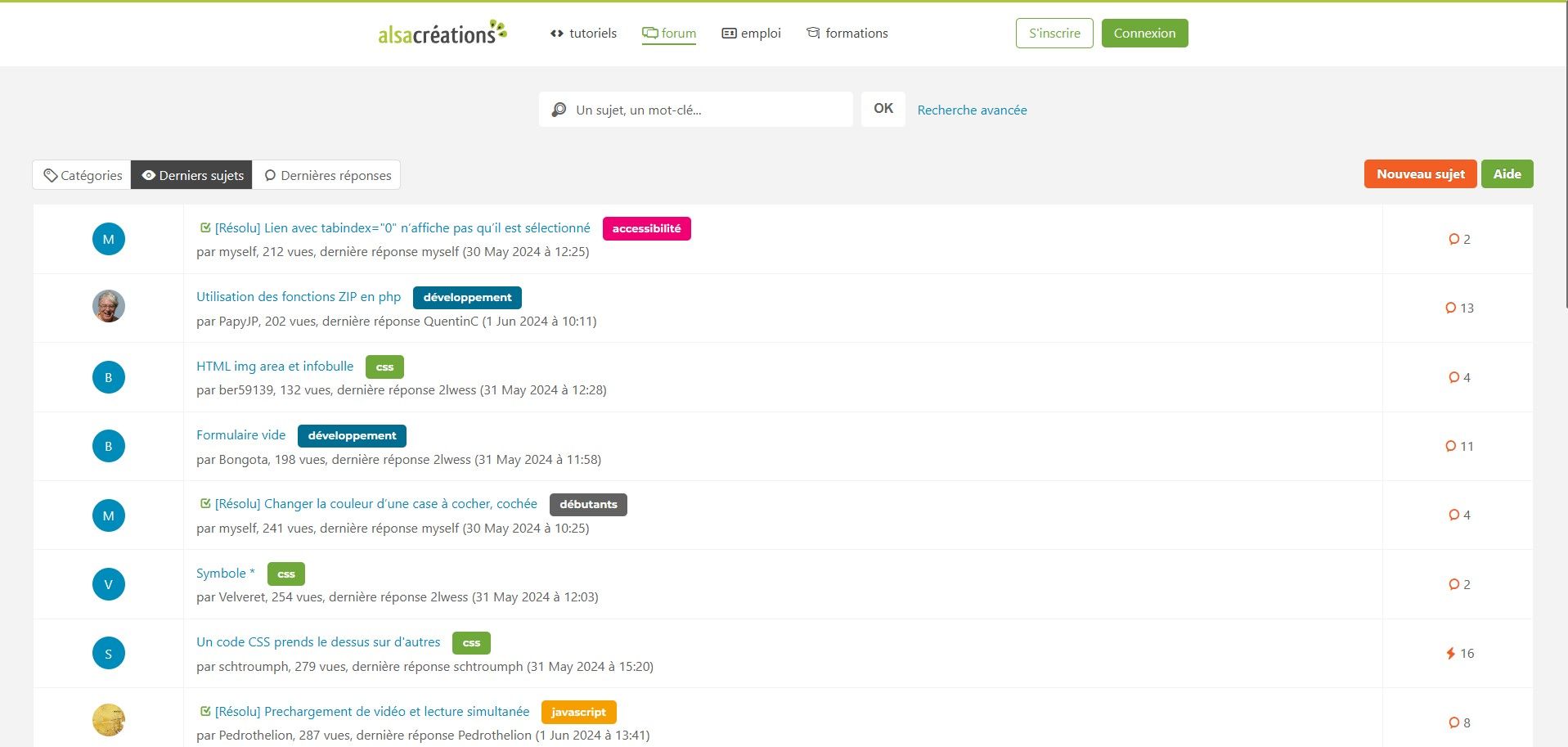 Screenshot of Alsacréations Forum responsive