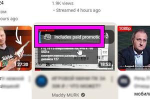 Screenshot of youtube - hide message "include paid promotion"