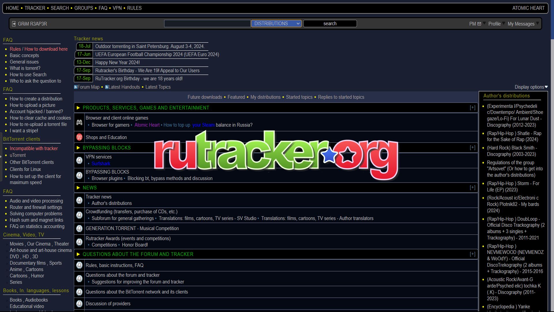 Screenshot of RuTracker