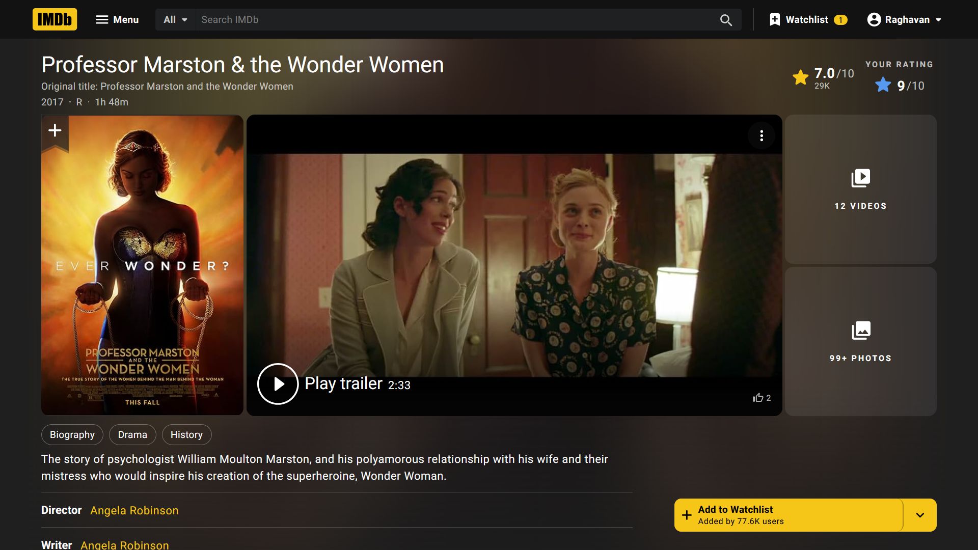 Screenshot of IMDb Dark Mode