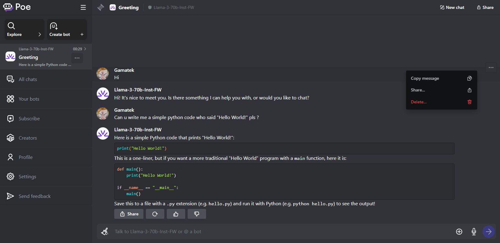 Screenshot of Discord Poe