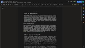 Screenshot of Google Docs Dark Mode