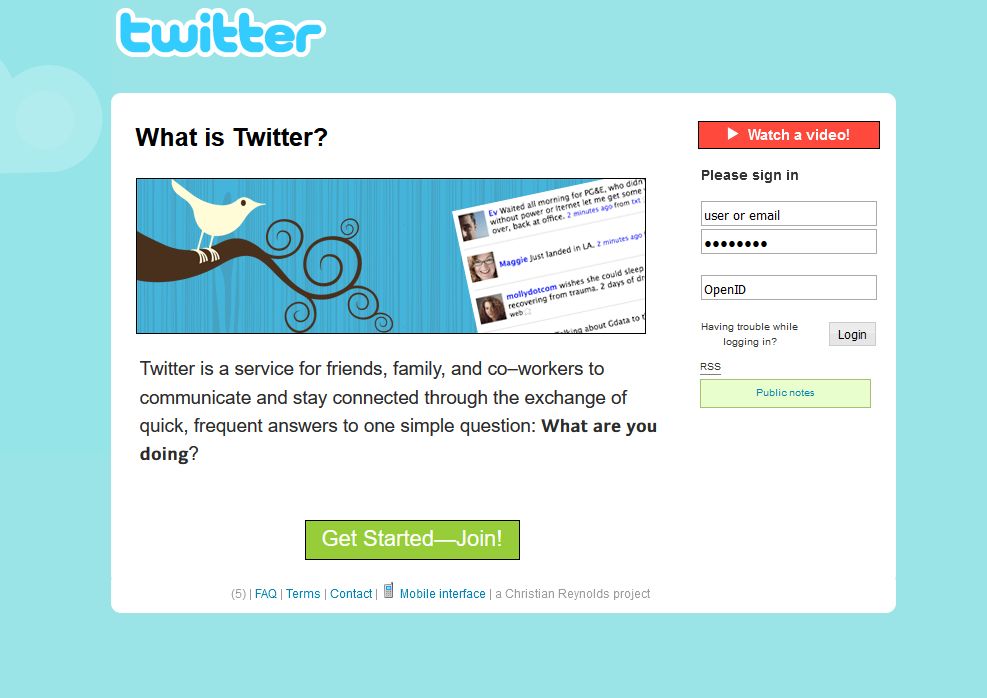 Screenshot of 2007 Twitter for Pliko