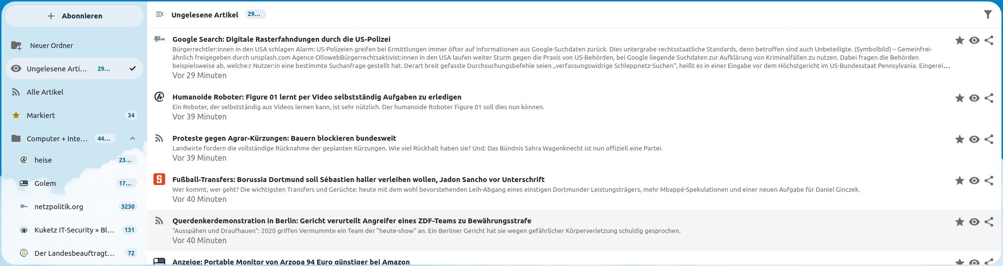 Screenshot of Nextcloud News 25.0.0-alpha+ improvements