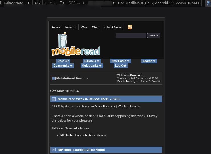 Screenshot of Mobile MobileRead.com [WIP]