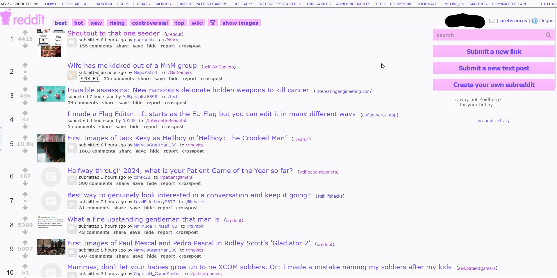 Screenshot of Catgirl Bubblegum old reddit