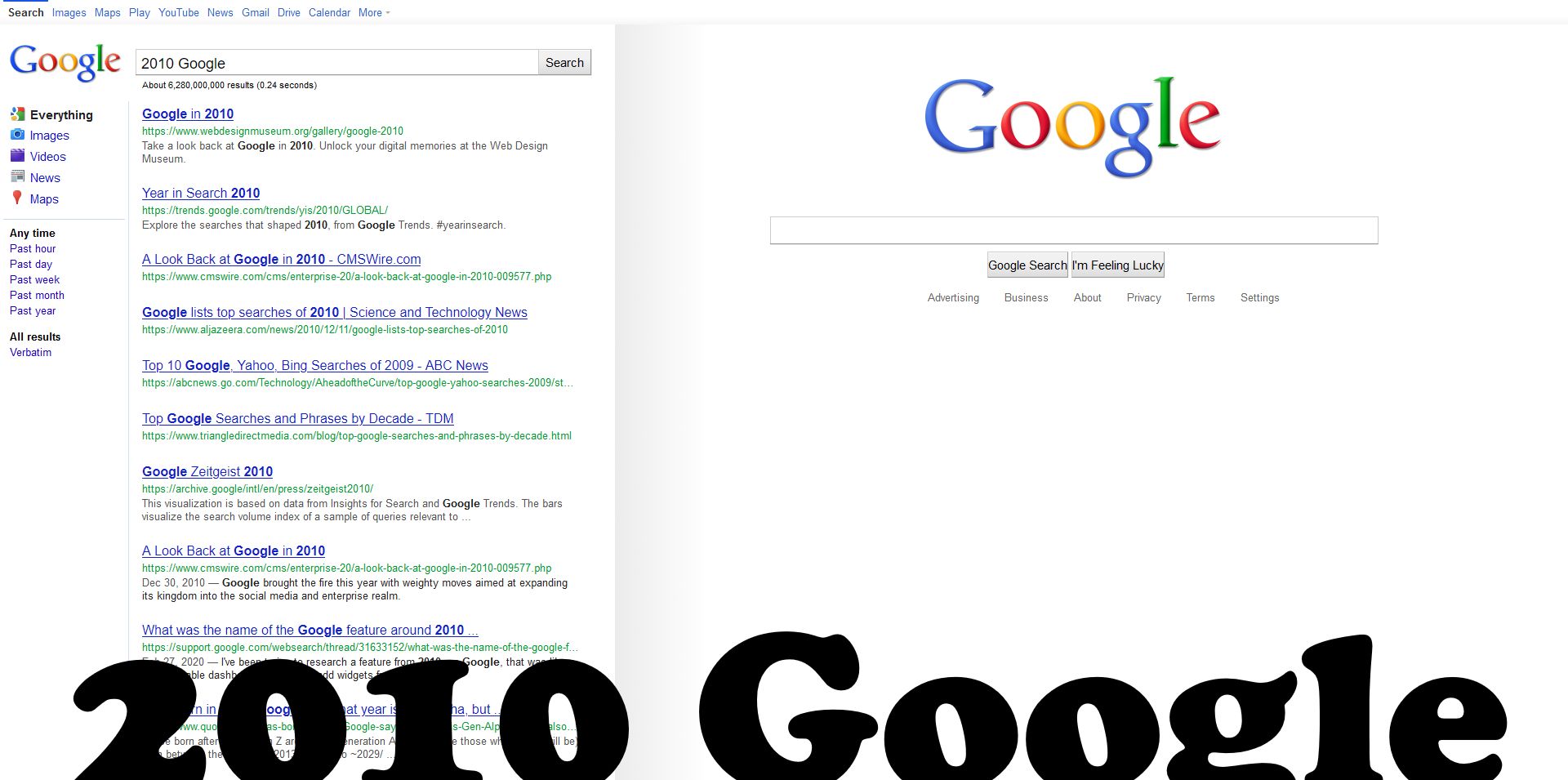 Screenshot of 2010 Google EVEN BETTER EDITION