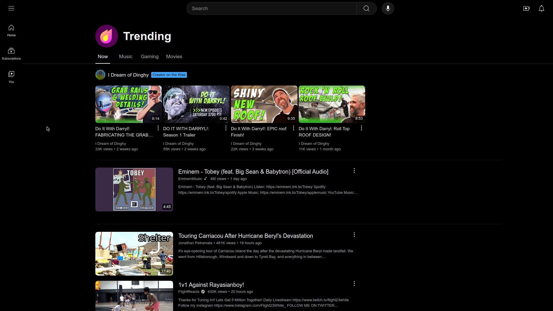 Screenshot of Youtube × OLED Pro Deep Black Dark theme