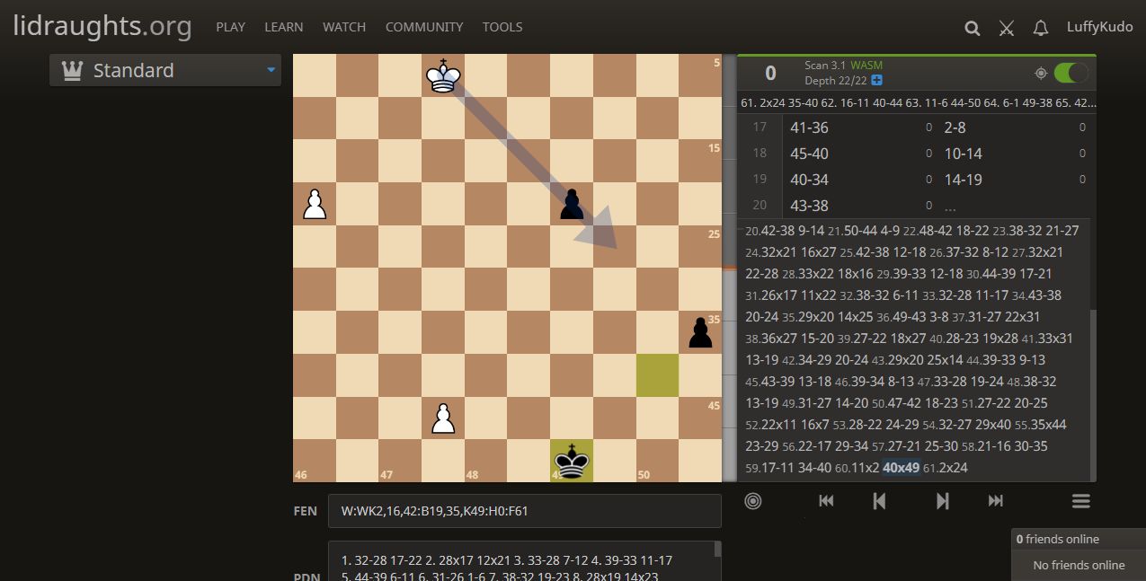 Screenshot of Chess Pieces on Lidraughts