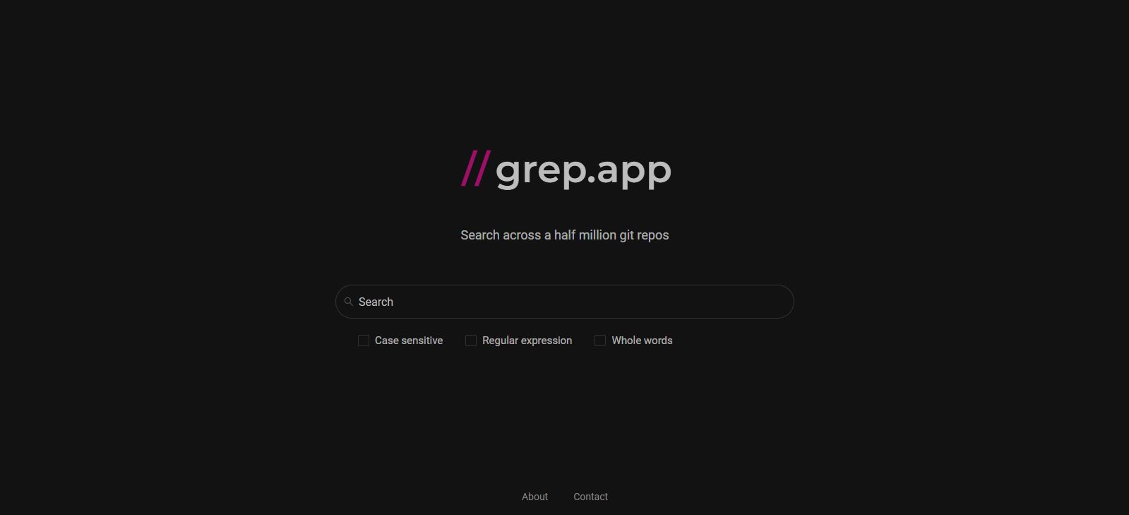 Screenshot of Dark grep.app