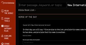 Screenshot of Bible Gateway dark theme