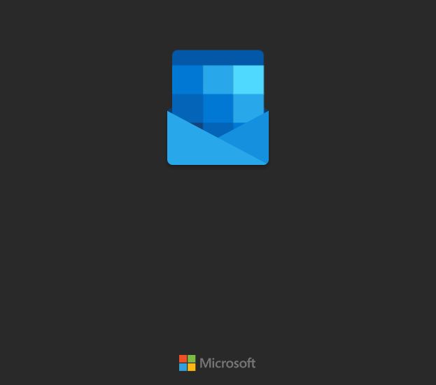 Screenshot of Outlook 365 Dark Loading Screen