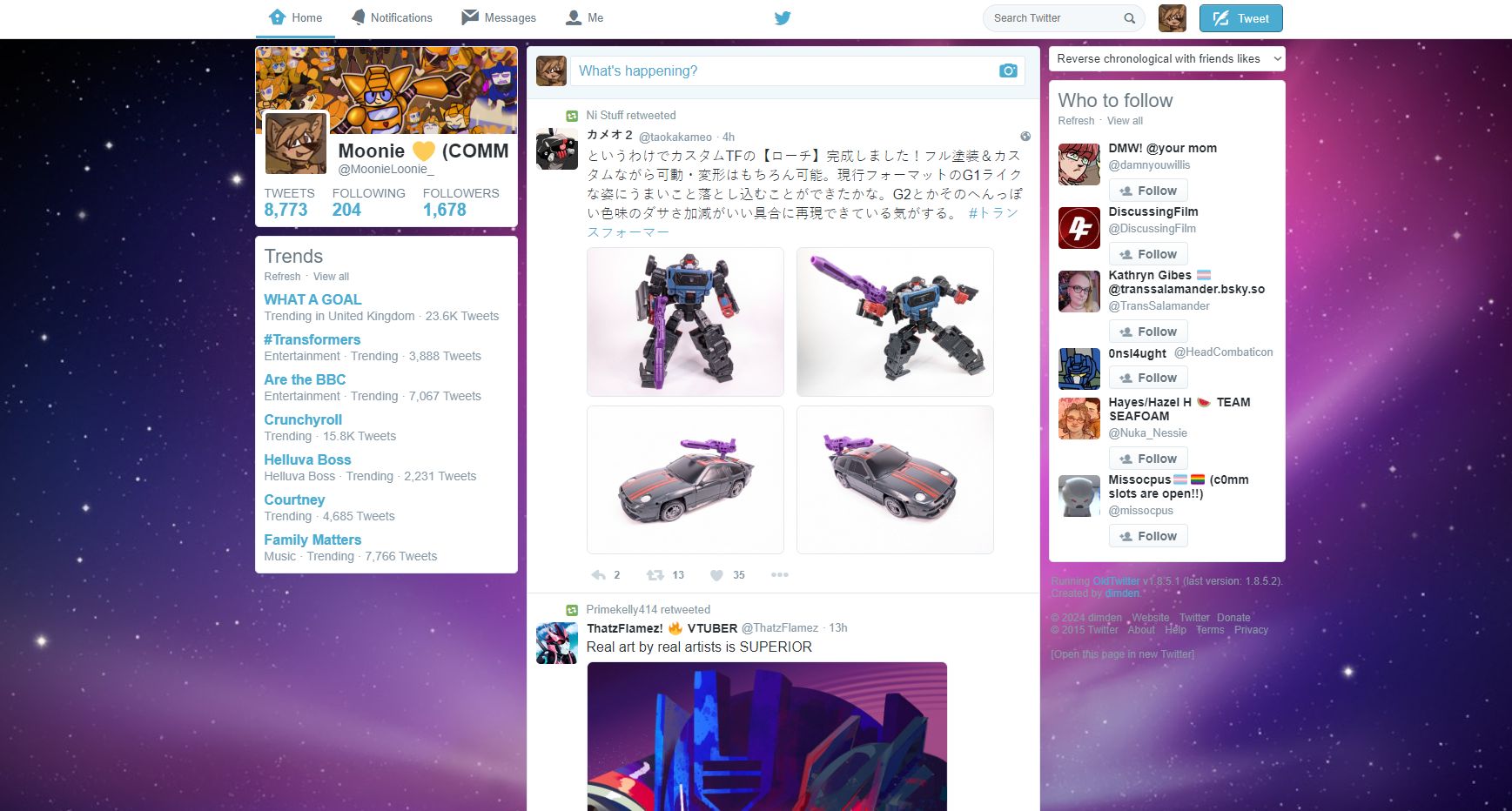 Screenshot of Twitter 2013 with Background.