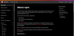 Screenshot of npm Docs Dark