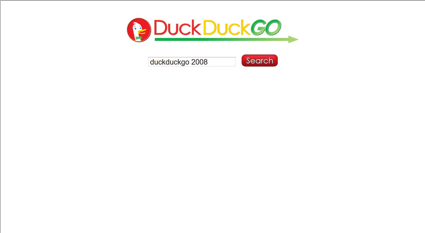 Screenshot of duckduckgo 2008