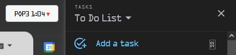 Screenshot of Gmail sidebar dark mode (tasks, calendar, etc)