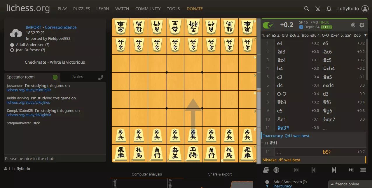 Screenshot of JI Shogi-Themed Chess on Lichess