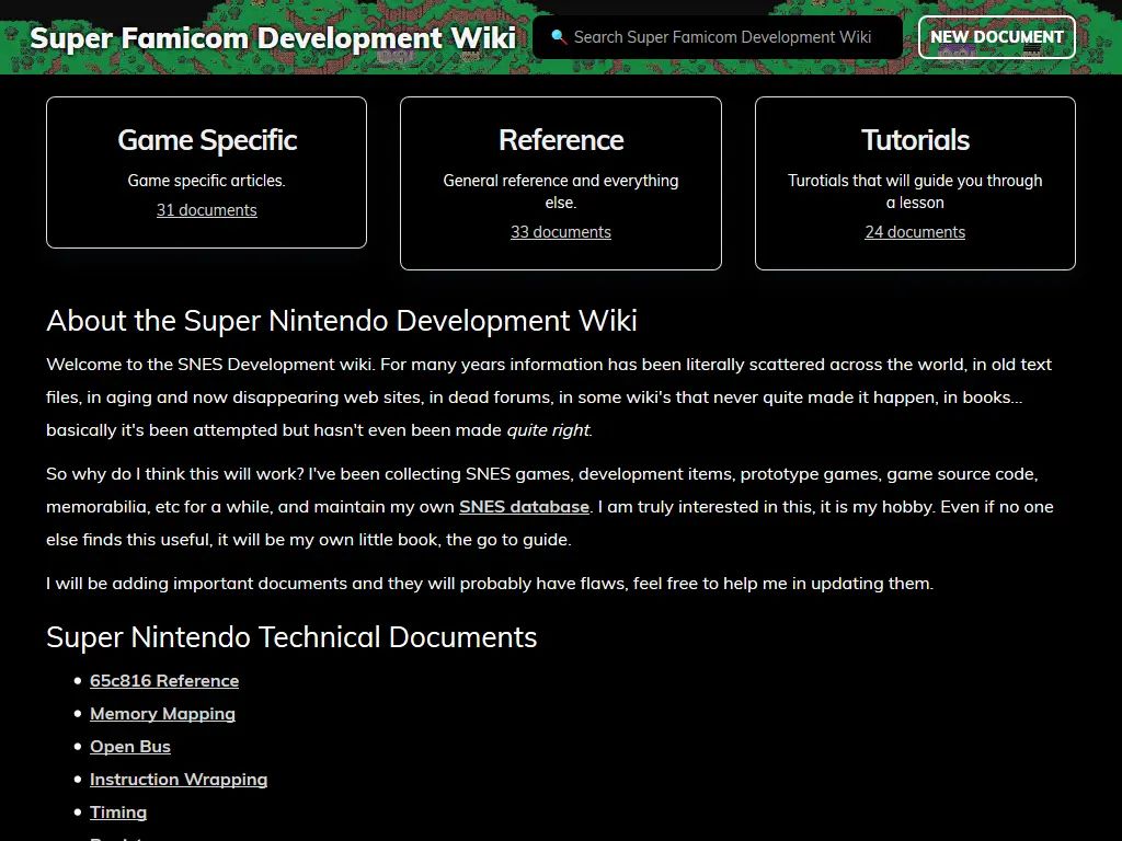 Screenshot of wiki.SuperFamicom.org Dark