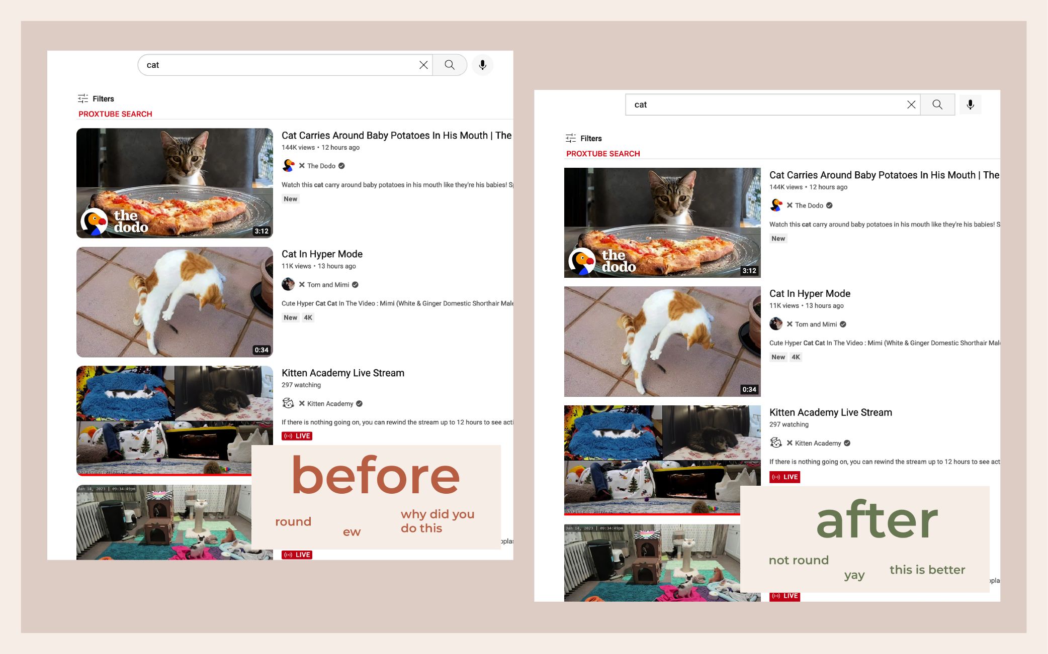 Screenshot of remove youtube rounded corners