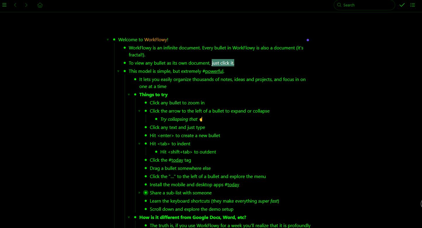 Screenshot of workflowy-hack-theme