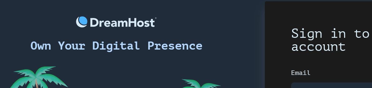 Screenshot of Dreamhost dark login page