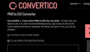 Screenshot of convertico.com ico making website dark mode