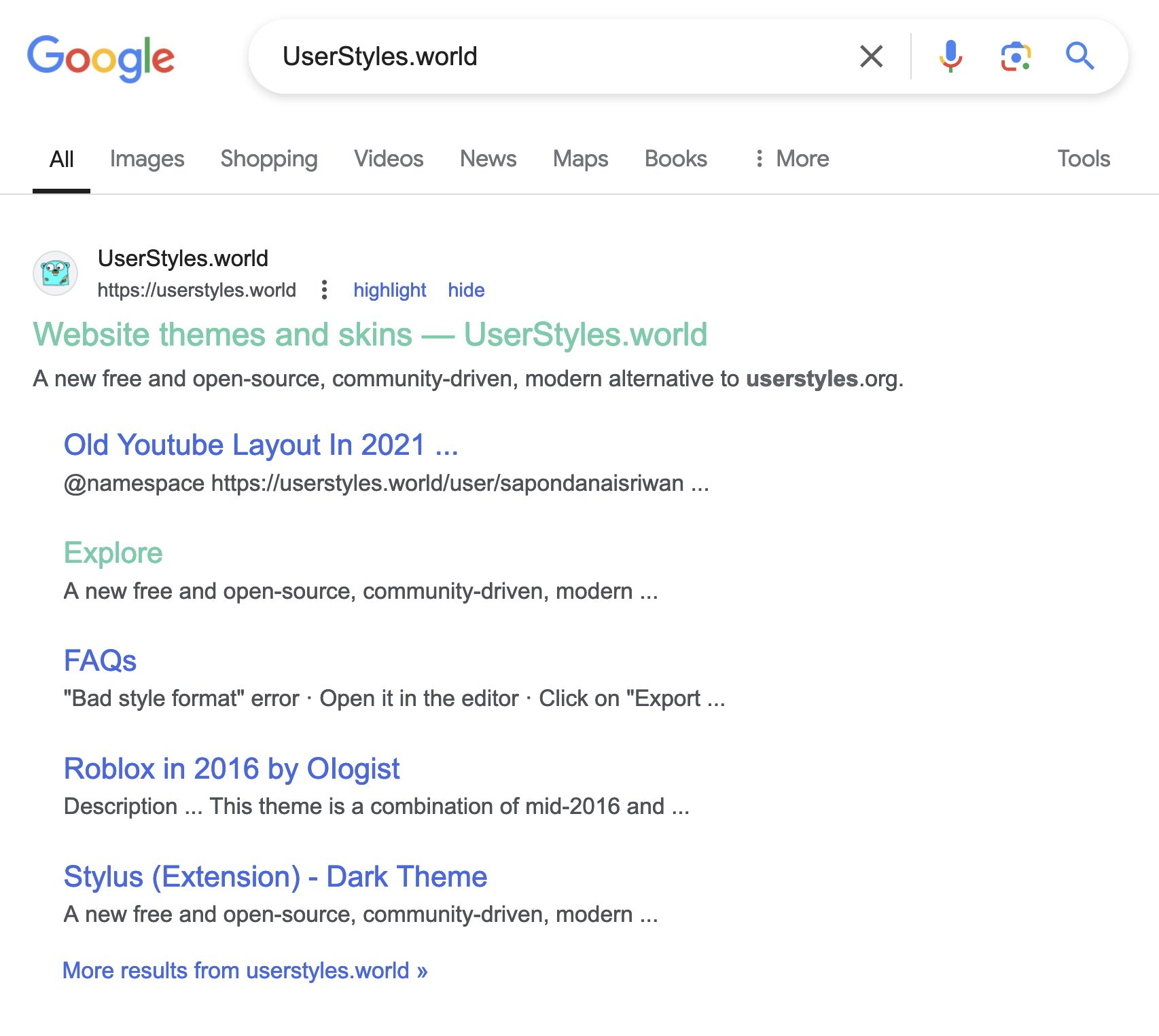 Screenshot of Change links color in Google Search