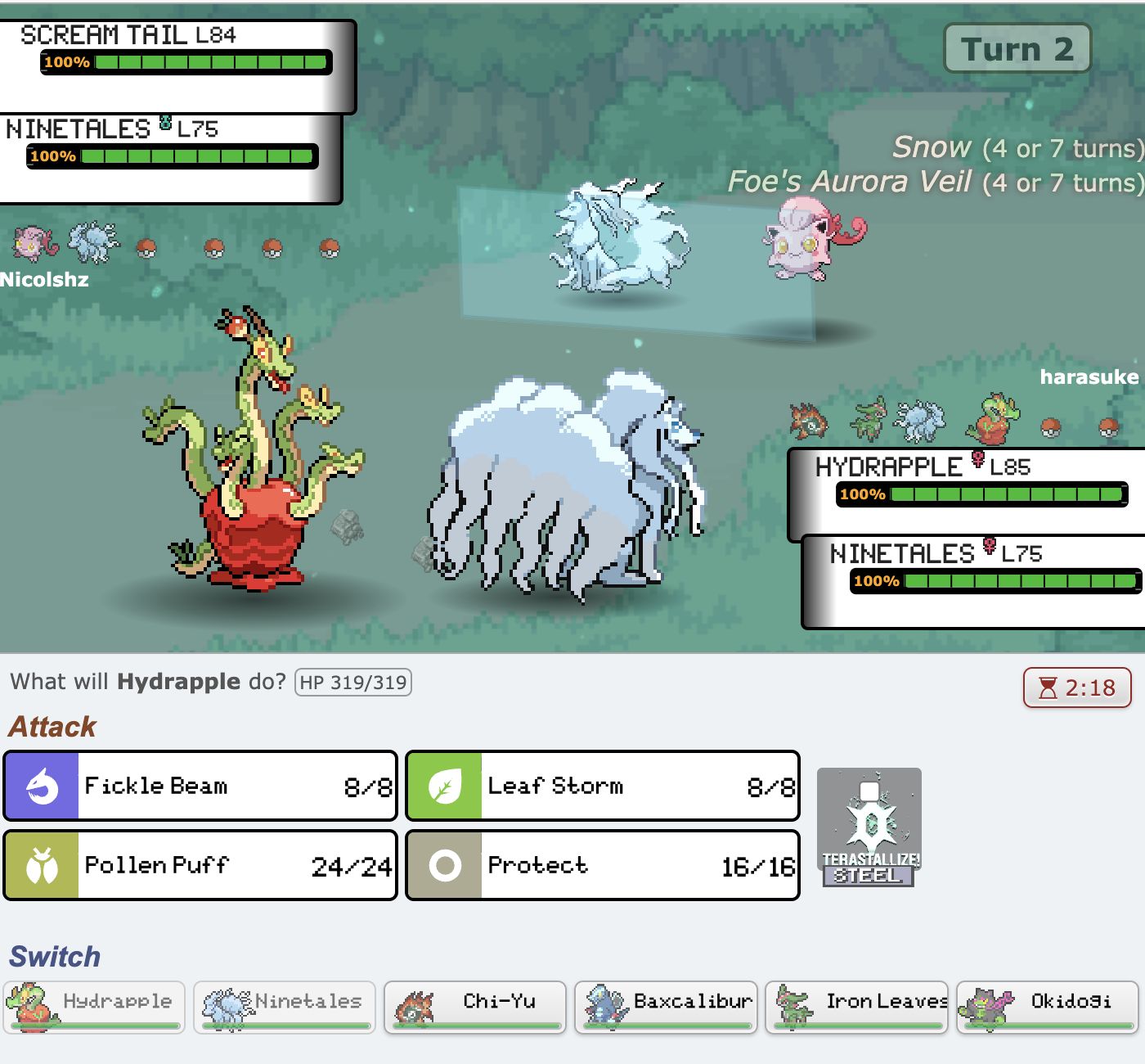 Screenshot of Old Gen Pokemon Showdown Theme