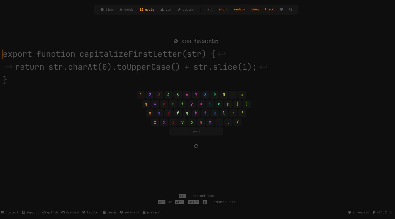 Screenshot of MonkeyType KeyMap Color