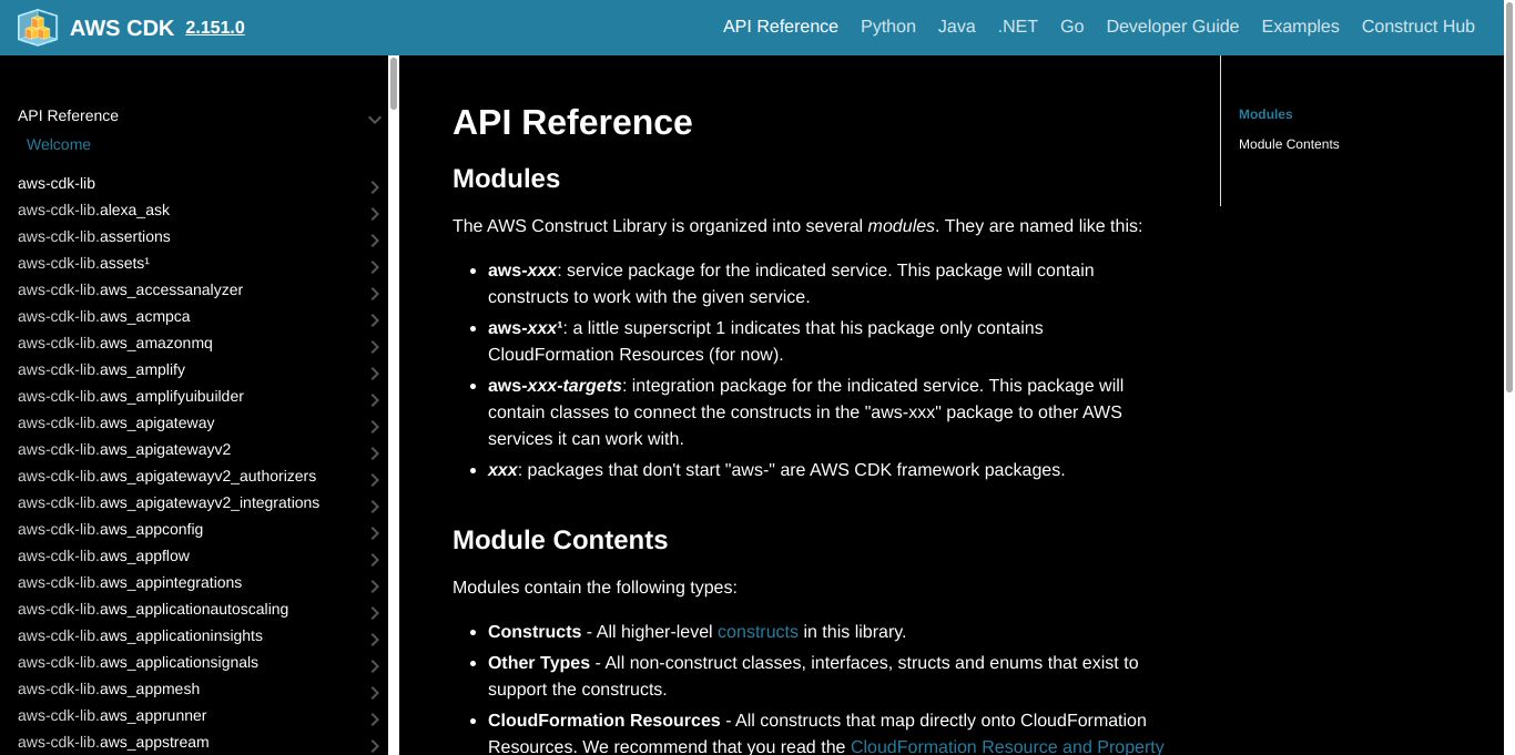 Screenshot of AWS CDK Dark